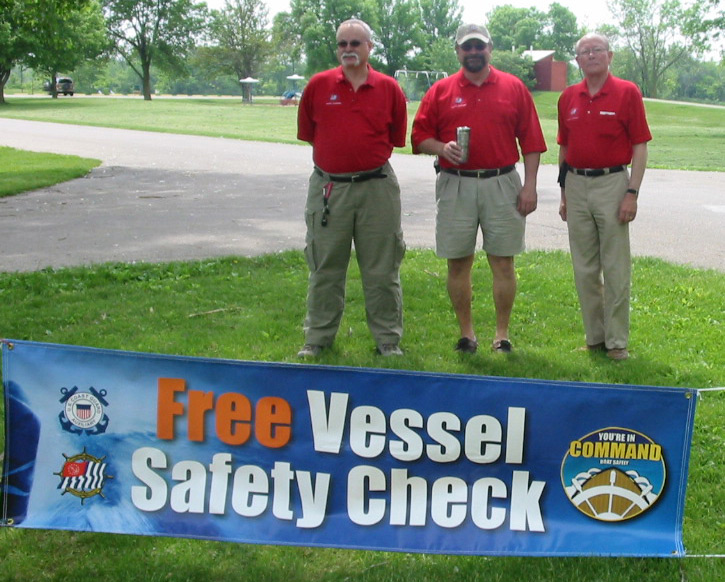 Kent Simpson, Vern Gottel, & Pete Whiting standing
by Vessel Safety Check Banner